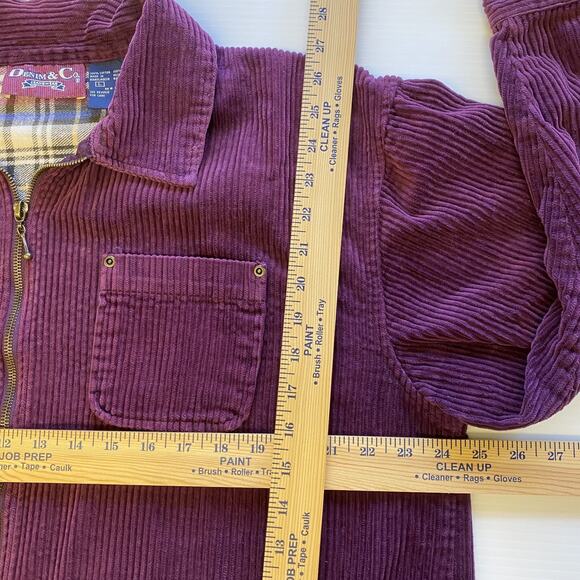Denim & Co. Shacket Jacket Women Large Plum Vtg Cotton Corduroy Full Zip Pockets - Picture 9 of 11